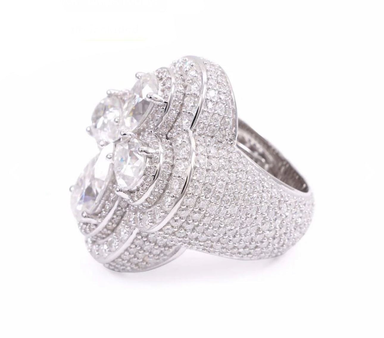 14k White Gold Clover Ring