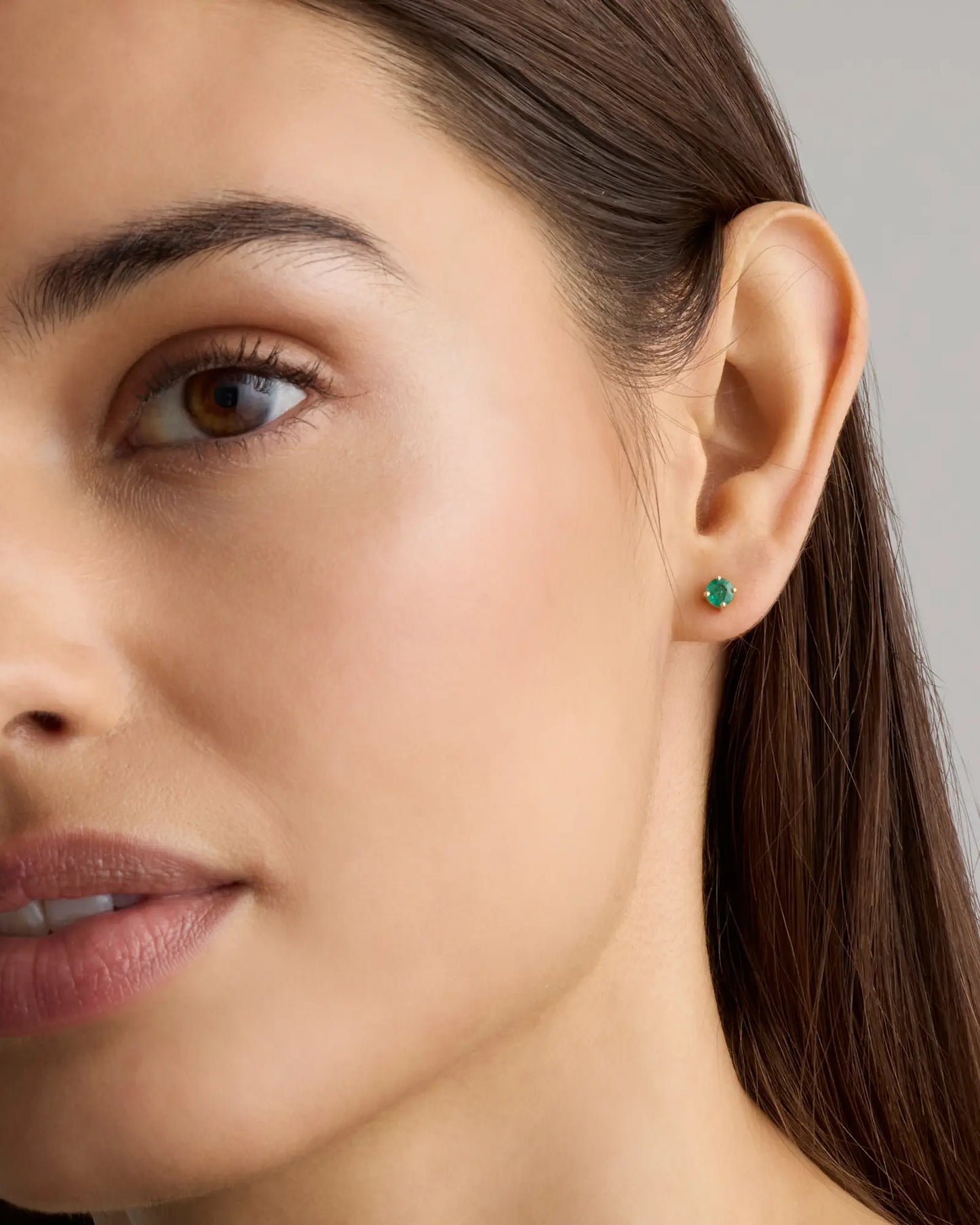 14K Gold Gemstone Solitaire Studs