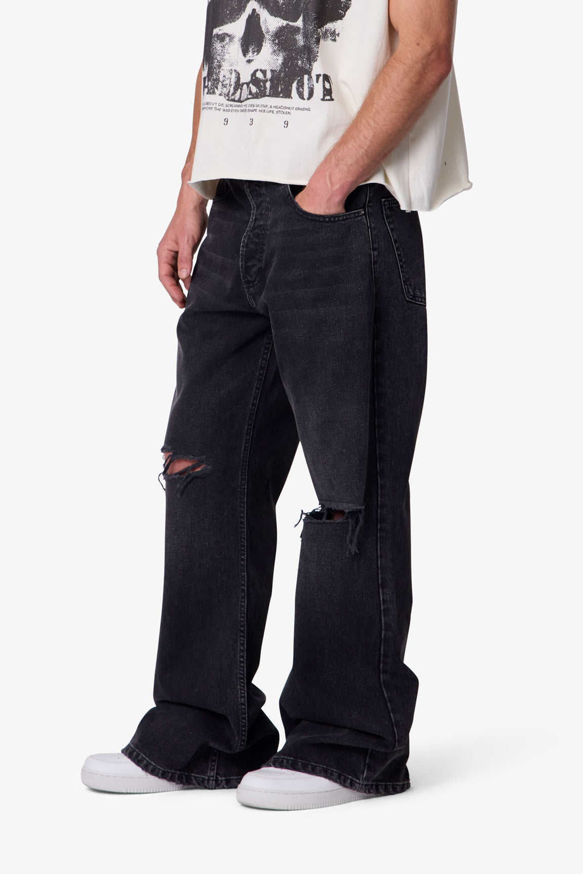 Blk Distressed Denim