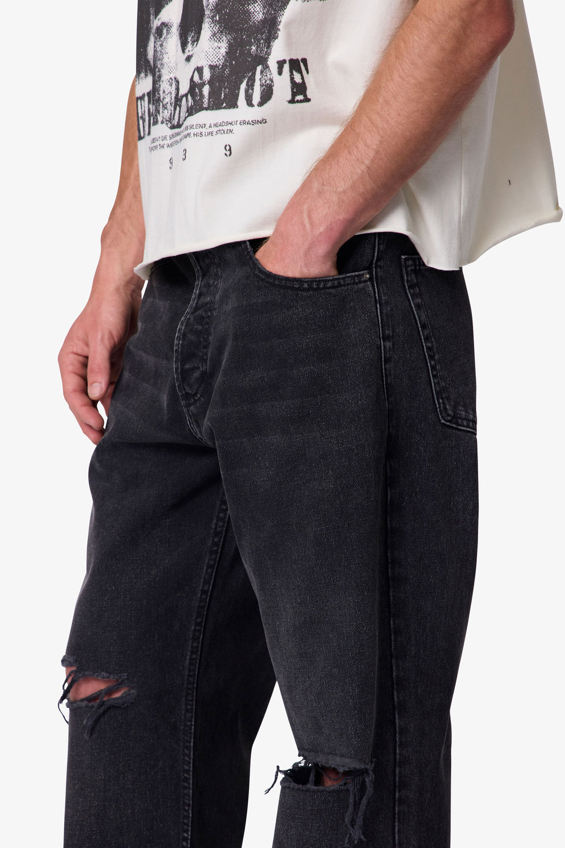Blk Distressed Denim